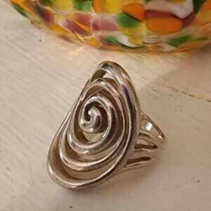 Designer Sterling Silver Spiral Ring Size 7.5